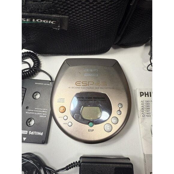 PHILIPS CD PLAYER AZ7583/17 PERSONAL PORTABLE CD PLAYER w/Accessories Car Adapt - Picture 2 of 8
